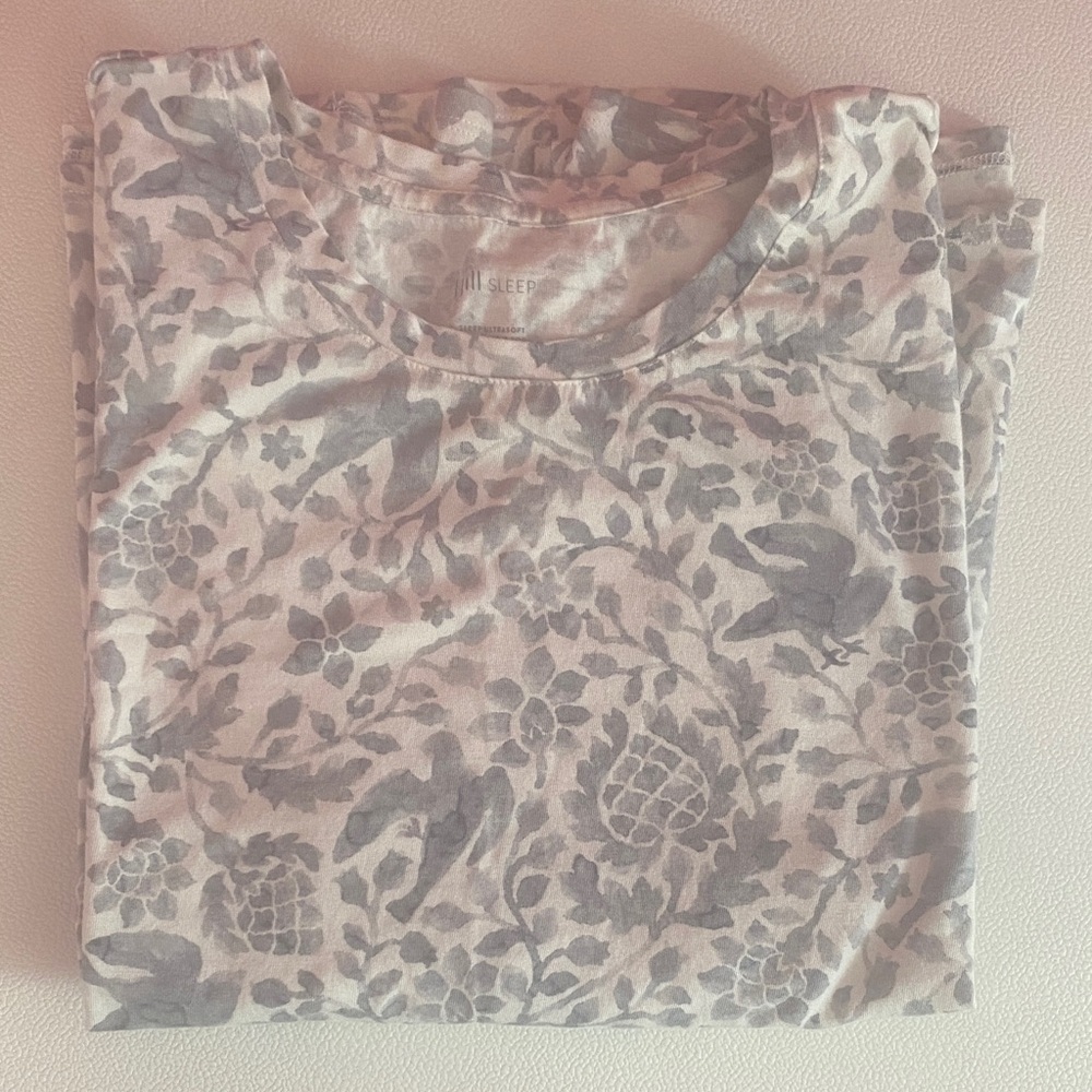 J. Jill Gray Floral Pajama Top Long Sleeve